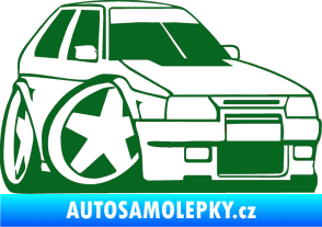 Samolepka Škoda Favorit karikatura pravá tmavě zelená