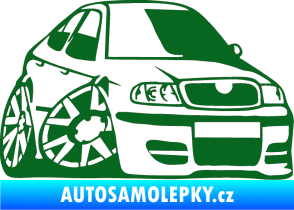 Samolepka Škoda Octavia karikatura pravá tmavě zelená