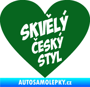 Samolepka Skvělý český styl srdce tmavě zelená