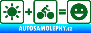 Samolepka Slunce + kolo = veselý smajlík vyjížďka na kole tmavě zelená