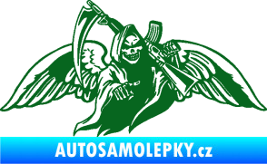 Samolepka Smrtka 016 pravá s křídly a kosou tmavě zelená