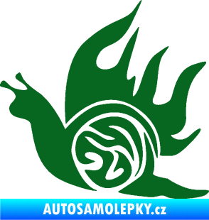Samolepka Šnek s plameny levá tmavě zelená