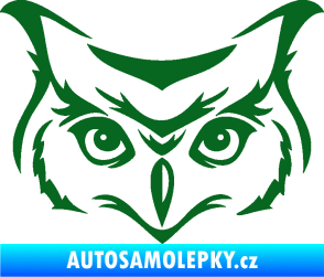 Samolepka Sova 002 hlava tmavě zelená