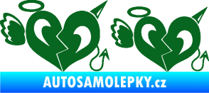 Samolepka Srdce anděl s ďáblem tmavě zelená