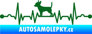 Samolepka Srdeční tep 006 levá čivava tmavě zelená