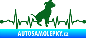 Samolepka Srdeční tep 007 pravá pitbull tmavě zelená