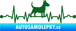 Samolepka Srdeční tep 008 pravá pes bulteriér tmavě zelená