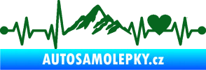 Samolepka Srdeční tep 011 hory se srdcem pravá tmavě zelená