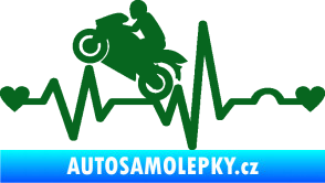 Samolepka Srdeční tep 013 levá motorkář tmavě zelená