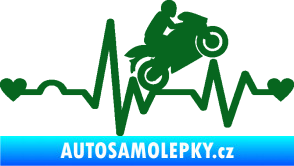 Samolepka Srdeční tep 013 pravá motorkář tmavě zelená