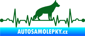 Samolepka Srdeční tep 014 pravá německý ovčák tmavě zelená