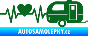 Samolepka Srdeční tep 030 pravá kempování tmavě zelená