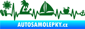 Samolepka Srdeční tep 094 pravá dovolená u moře tmavě zelená