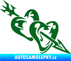 Samolepka Srdíčka 001 pravá se šípem tmavě zelená