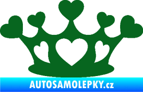 Samolepka Srdíčka korunka tmavě zelená