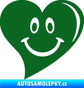 Samolepka Srdíčko 014 pravá s úsměvem tmavě zelená