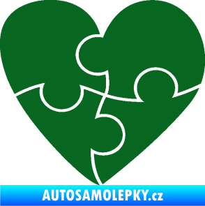 Samolepka Srdíčko 018 pravá puzzle tmavě zelená