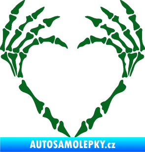 Samolepka Srdíčko z kostí tmavě zelená