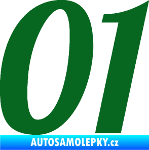 Samolepka Startovní číslo 01 typ 3 tmavě zelená