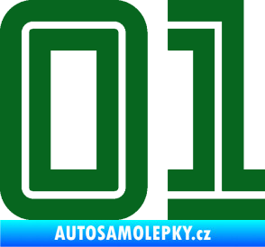 Samolepka Startovní číslo 01 typ 7 tmavě zelená