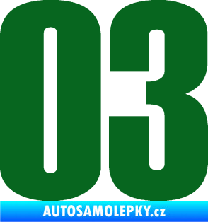 Samolepka Startovní číslo 03 typ 2   tmavě zelená