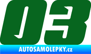 Samolepka Startovní číslo 03 typ 6 tmavě zelená