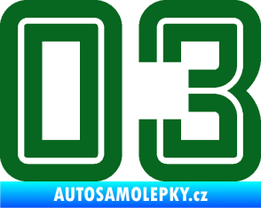Samolepka Startovní číslo 03 typ 7 tmavě zelená