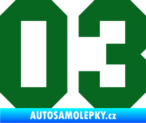 Samolepka Startovní číslo 03 tmavě zelená