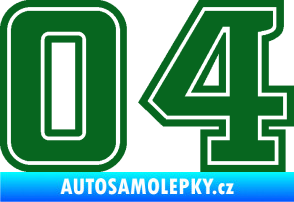 Samolepka Startovní číslo 04 typ 5 tmavě zelená