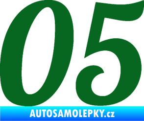 Samolepka Startovní číslo 05 typ 3 tmavě zelená