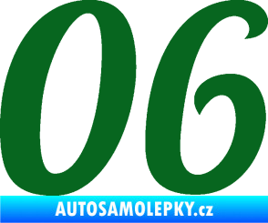 Samolepka Startovní číslo 06 typ 3 tmavě zelená