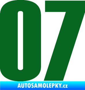 Samolepka Startovní číslo 07 typ 2   tmavě zelená