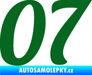 Samolepka Startovní číslo 07 typ 3 tmavě zelená