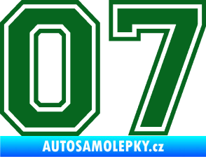 Samolepka Startovní číslo 07 typ 4 tmavě zelená