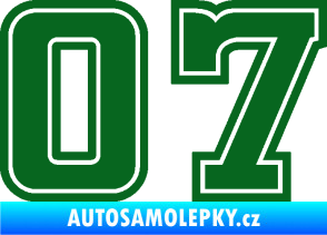 Samolepka Startovní číslo 07 typ 5 tmavě zelená
