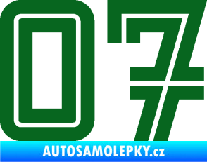Samolepka Startovní číslo 07 typ 7 tmavě zelená