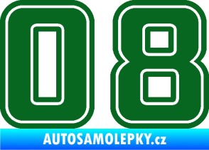 Samolepka Startovní číslo 08 typ 5 tmavě zelená
