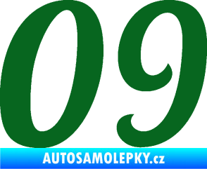 Samolepka Startovní číslo 09 typ 3  tmavě zelená