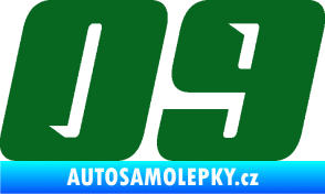 Samolepka Startovní číslo 09 typ 6 tmavě zelená