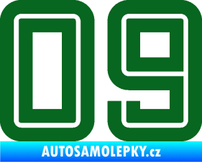 Samolepka Startovní číslo 09 typ 7 tmavě zelená