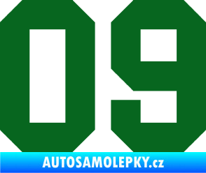 Samolepka Startovní číslo 09 tmavě zelená