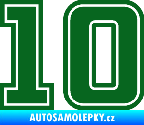 Samolepka Startovní číslo 10 typ 5 tmavě zelená