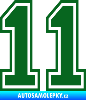 Samolepka Startovní číslo 11 typ 4 tmavě zelená