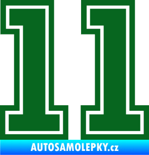 Samolepka Startovní číslo 11 typ 5 tmavě zelená