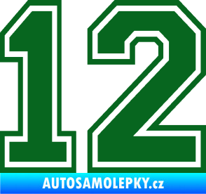 Samolepka Startovní číslo 12 typ 4 tmavě zelená