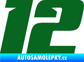 Samolepka Startovní číslo 12 typ 6 tmavě zelená