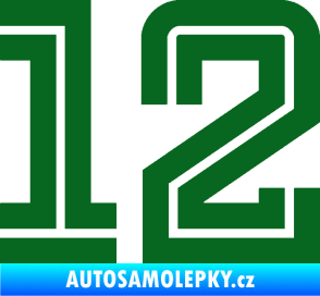 Samolepka Startovní číslo 12 typ 7 tmavě zelená
