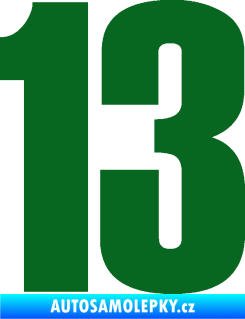 Samolepka Startovní číslo 13 typ 2    tmavě zelená
