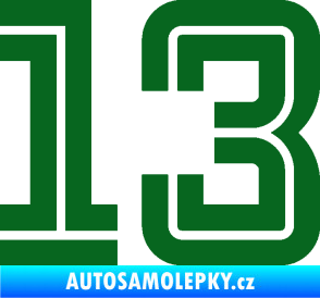 Samolepka Startovní číslo 13 typ 7 tmavě zelená