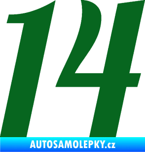 Samolepka Startovní číslo 14 typ 3      tmavě zelená